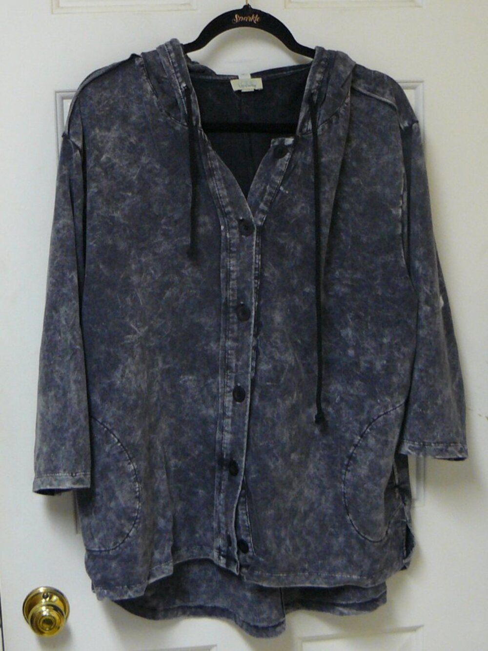 LOGO Lounge by Lori Goldstein Sunfaded Gray French Terry Hoodie Size XL